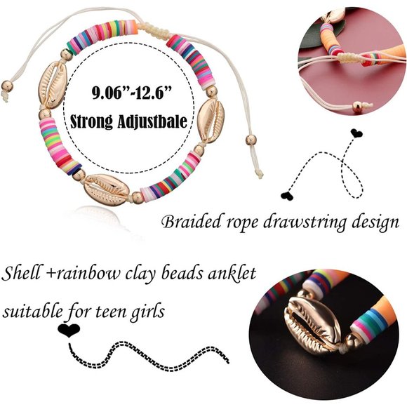 Anklets For Women Boho Vsco Shell Anklet Beaded Anklets 6 Pieces - Picture 6 of 8